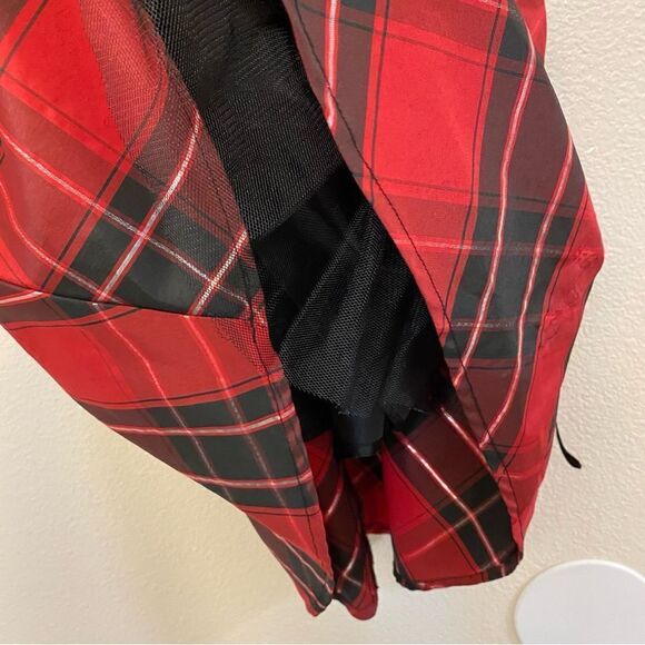 Lilt formal girls holiday dress black velvet red plaid hi low sequin - size 6 - Picture 5 of 9